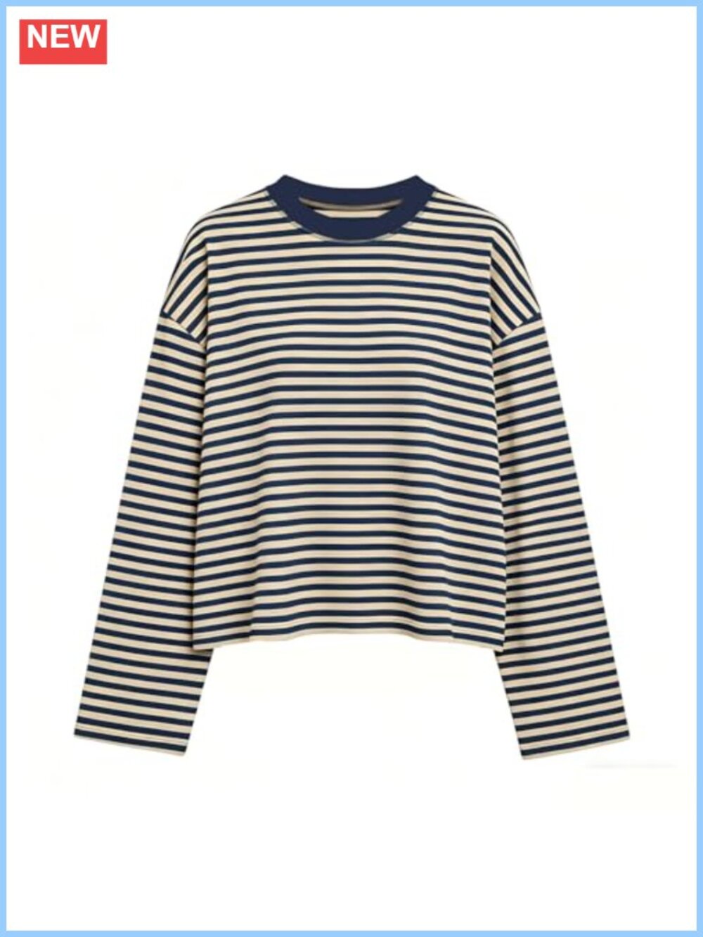 Striped Long Sleeve Tee Women Oversized Baggy Crewneck Y2K Shirt